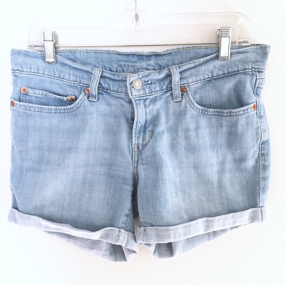 LEVI'S Cutoff Jean Shorts Roll Hem Light Wash 27